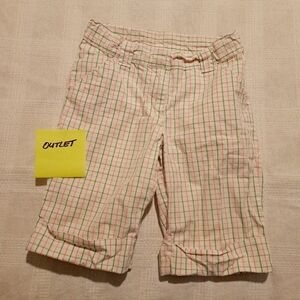 Gymboree girls size 8 white walking shorts with pink and green lines